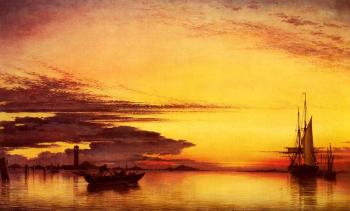 愛德華 威廉 庫尅 Sunset On The Lagune Of Venice